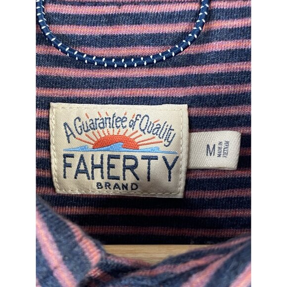 Faherty Movement Polo Shirt Men’s M Short Sleeve Soft Button Down Storm Stripe - Picture 5 of 16